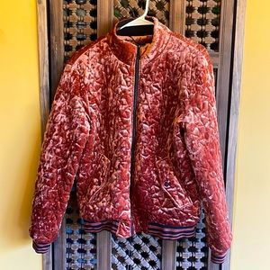 Velvet rust color Bernardo bomber jacket zip up SZ Medium